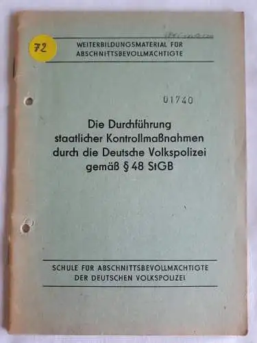 DDR MdI Die Durchführung staatlicher Kontrollmaßnahmen durch die DVP