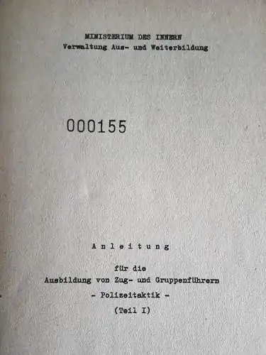 DDR MdI Ausbildungsanleitung für die Polizeitaktik - Zug- und Gruppenführer