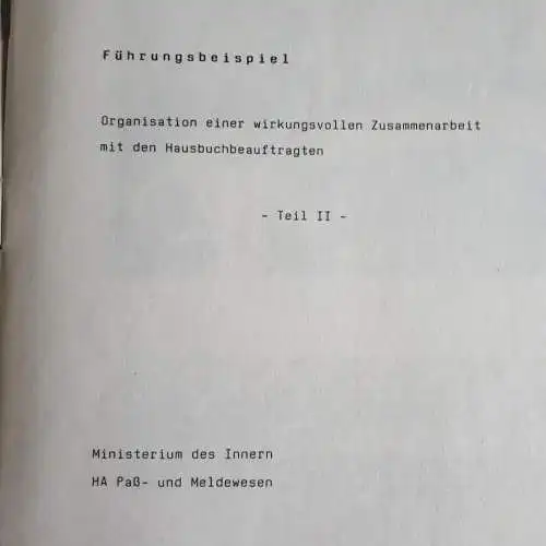 DDR MdI- Information Hauptabteilung Paß- und Meldewesen 2/88