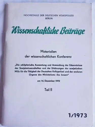 Hochschule der Deutschen VP Berlin - Wissenschaftliche Beiträge Teil I und II