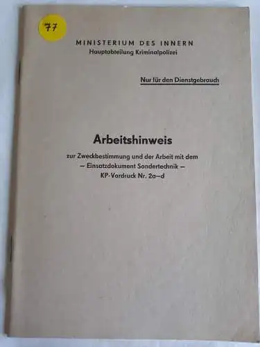 MdI HA Kripo Arbeitshinweis Einsatzdokument Sondertechnik