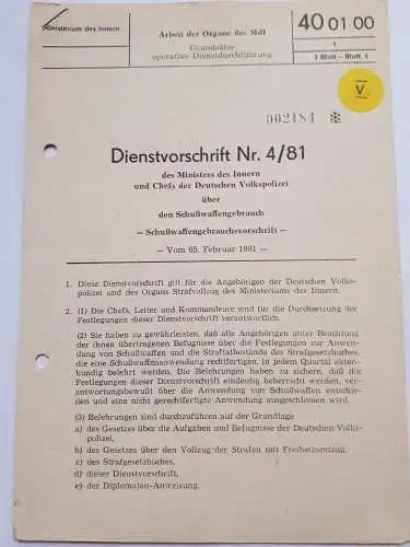 DDR MdI Dienstvorschrift Nr.4/81