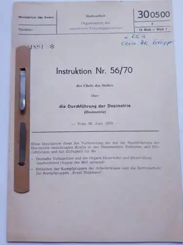 DDR MdI Anweisung Instruktion Nr.56/70 Durchführung der Dosimetrie