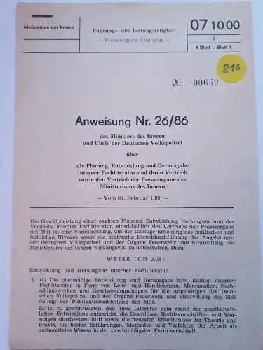 DDR MdI Anweisung Nr.26/86