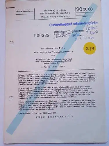 DDR MdI Instruktion Nr.3/85