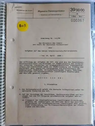 DDR MdI Nachrichtenunterlagen der Deutschen Volkspolizei
