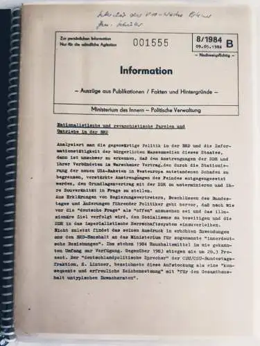 DDR MdI Information - Auszüge aus Publikationen - Fakten und Hintergründe