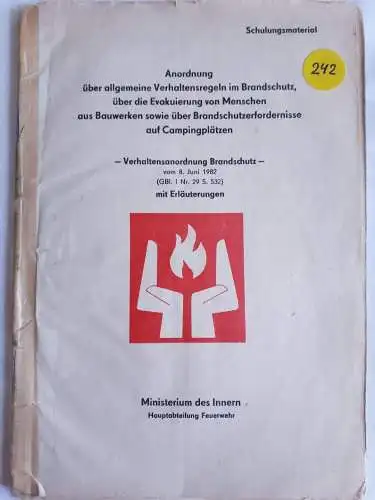 DDR MdI Anordnung über allgemeine Verhaltensregeln im Brandschutz...