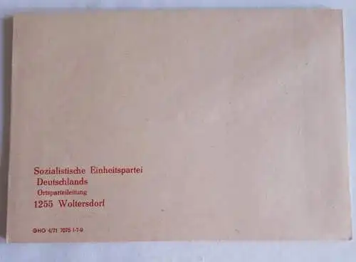 DDR Briefumschlag SED Ortsparteileitung Woltersdorf