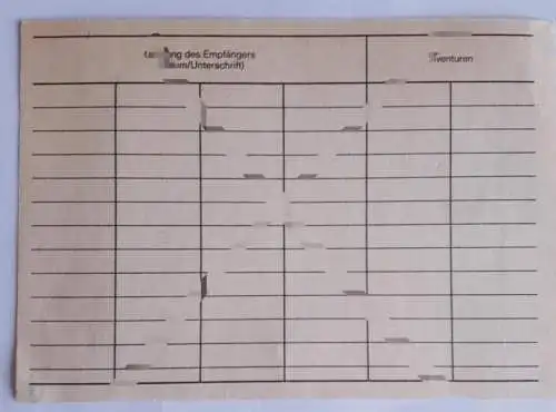 DDR MdI Nachweiskarte blanko