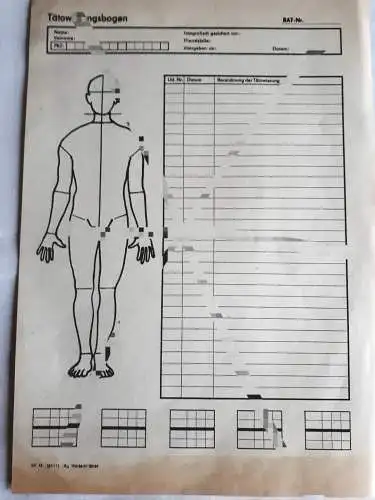 DDR MdI Vordruck Tätowierungsbogen blanko