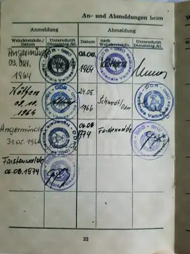 DDR NVA Wehrpaß von 1964