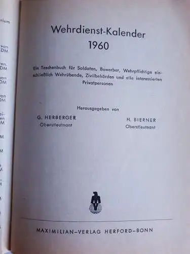 Wehrdienstkalender 1960