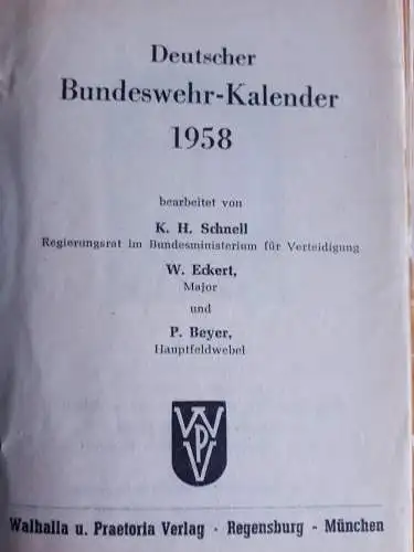 Deutscher Bundeswehrkalender 1958