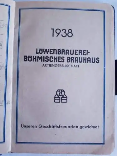 Kalender 1938 - Löwenbrauerei Böhmisches Brauhaus