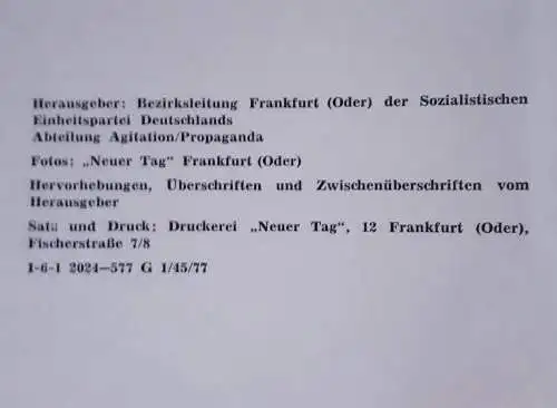 DDR Propagandistische Hauptveranstaltung 11.4.1977 Frankfurt/Oder