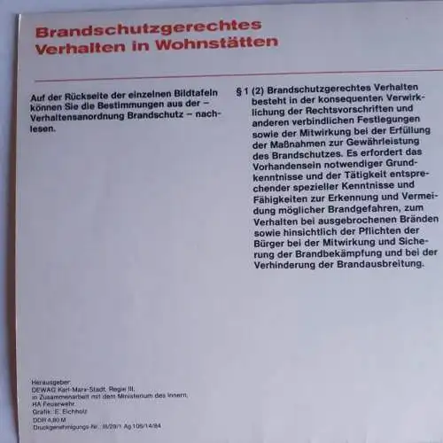 DDR Mappe Brandschutzgerechtes Verhalten in Wohnstätten