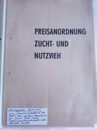 DDR Broschüre Preisanordnung Zucht- und Nutzvieh von 11.1965