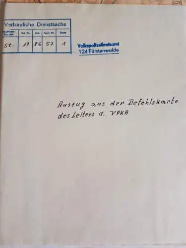 DDR Auszug aus der Befehlskarte des Leiters des VPKA