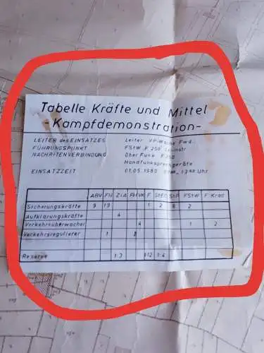 DDR Karte Kampfdemonstration 1.Mai 1980