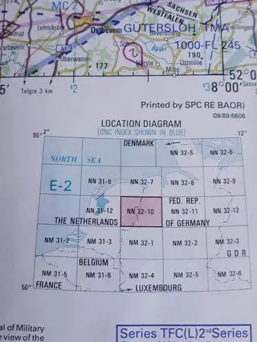 Luftfahrtkarte Transit Flying Chart Low Level 2nd Series 1:250,000 - Enschede,Netherlands,Germany