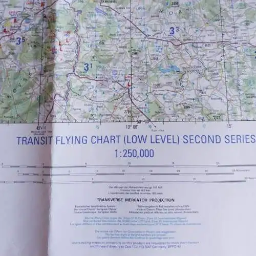 Luftfahrtkarte Transit Flying Chart Low Level 2nd Series 1:250,000 - Karl-Marx-Stadt,DDR,Tschechoslowakei,BRD