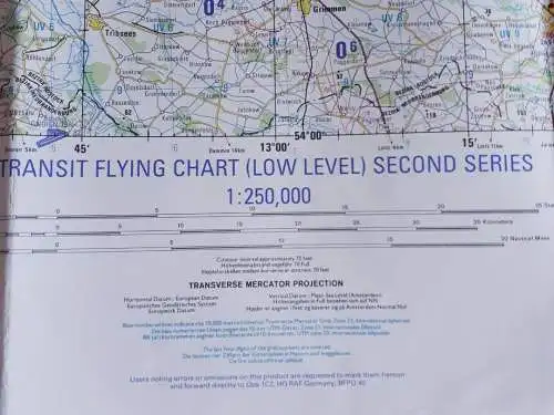 Luftfahrtkarte Transit Flying Chart Low Level 2nd Series 1:250,000 - Rostock,DDR,Dänemark