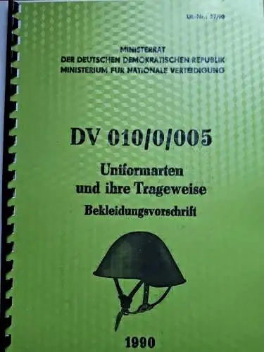 DDR NVA DV 010/0/005 Bekleidungsvorschrift