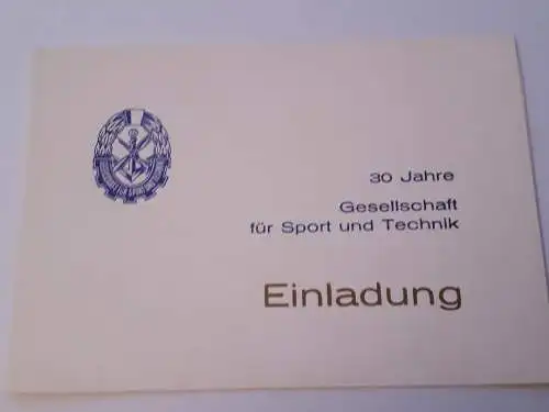 DDR Einladung Festveranstaltung 30 Jahre GST