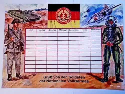 DDR NVA Stundenplan 1982