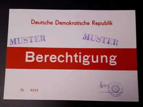 DDR MdI Berechtigungsschein MUSTER