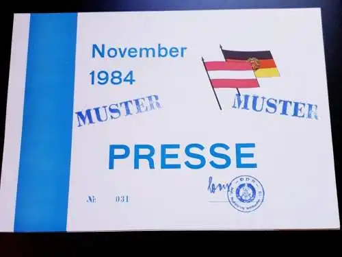 DDR MdI Passierschein Presse November 1984 MUSTER