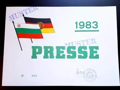 DDR MdI Passierschein Presse 1983 MUSTER