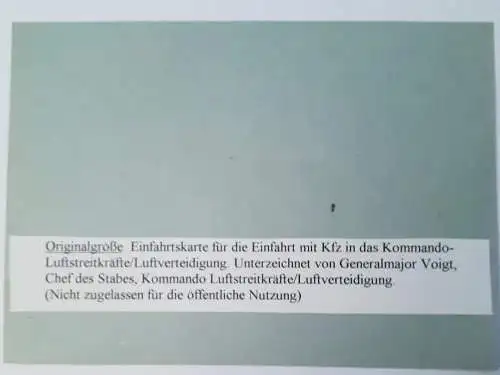 NVA Passierschein Freie Fahrt 90 für Luftstreitkräfte/Luftverteidigung