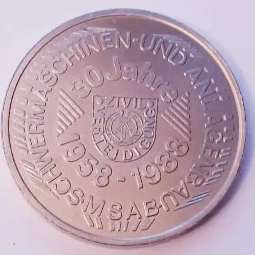 DDR Zivilverteidigung Medaille 30 Jahre Schwermaschinen- und Anlagenbau