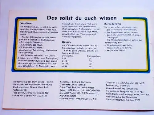 DDR NVA Broschüre Panzerkommandeure