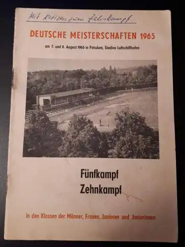 DDR Heft Deutsche Meisterschaften 1965 Fünfkampf/Zehnkampf