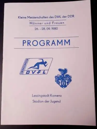 DDR Programmheft Kleine Meisterschaften 26.9.-28.9.1980 Lessingstadt Kamenz