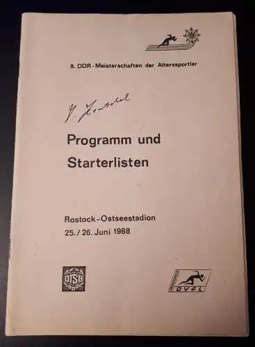 8.DDR Meisterschaften Programm und Starterlisten Rostock 1988