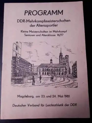 Programmheft DDR Mehrkampfmeisterschaften der Alterssportler 23.-24.5.1981 Magdeburg