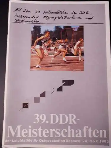 Programmheft 39.DDR Meisterschaften Leichtathletik 24.6.-26.6.1983 Rostock