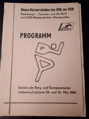 Programmheft DDR Kleine Meisterschaften Lübbenau 24.5.-25.5.1986