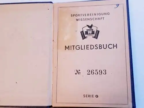 DDR Mitgliedsbuch Sportvereinigung Wissenschaft