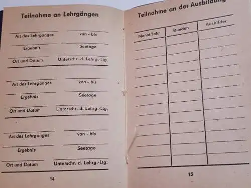 DDR GST Gesellschaft für Sport und Technik Seesport Leistungsbuch blanko