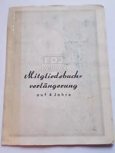 DDR FDJ Mitgliedsbuch plus Mitgliedsbuchverlängerung 4 Jahre