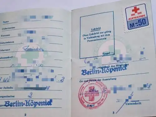 DDR DRK Deutsches Rotes Kreuz Mitgliedsbuch