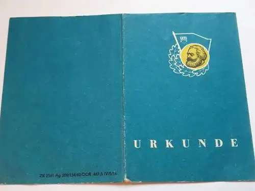 DDR FDJ Urkunde Für gutes Wissen in Gold 1962