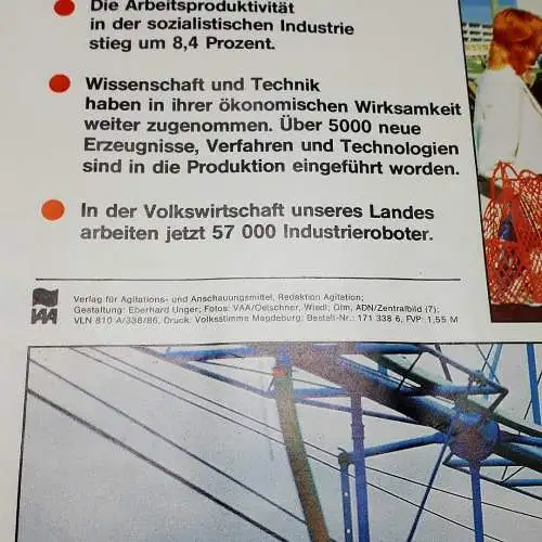 DDR Poster Plakat Unsere gute Bilanz zeigt- der Kurs der Partei bewährt sich