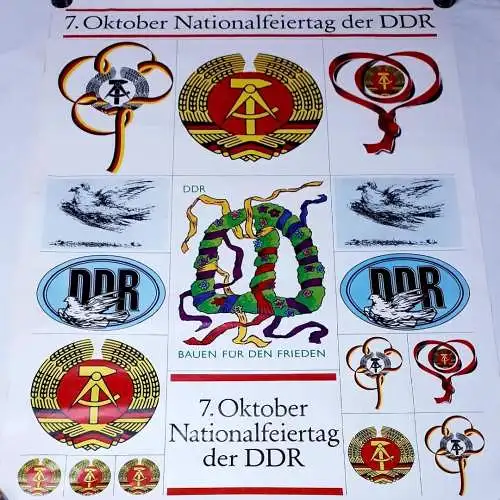 DDR Poster Plakat 7.Oktober Nationalfeiertag der DDR