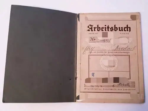 Deutsches Reich Arbeitsbuch Bereich Niederbarnim-Osthavelland